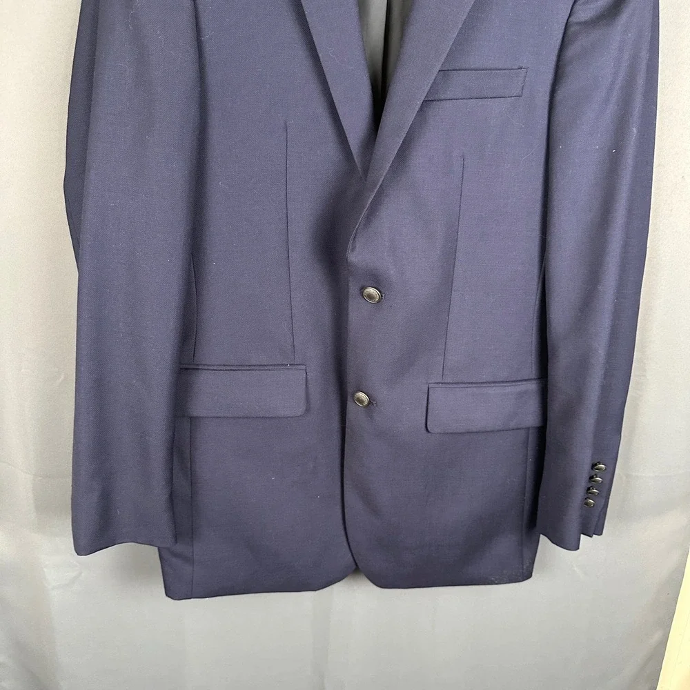 Jos. A. Bank Traveler Navy Blue 100% Wool Blazer Jacket Mens 38 Long 324001